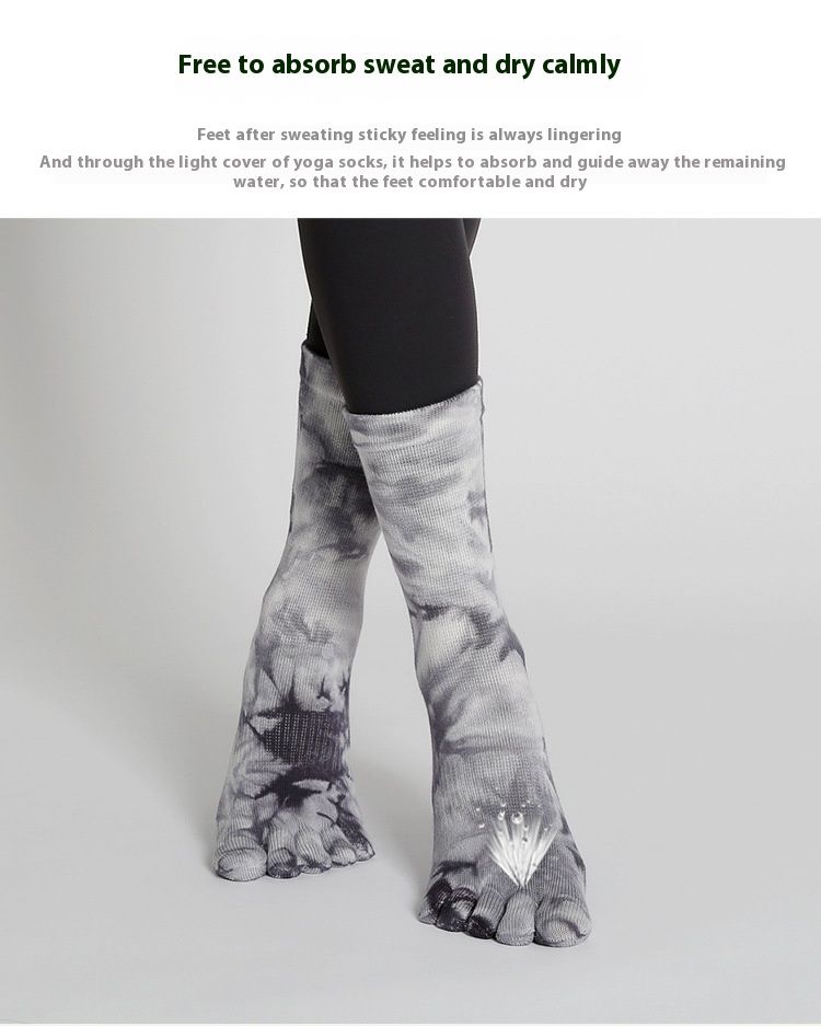 Nieuwe productlancering Tie Dye Gradient Trend Calf Yoga Sokken Antislip Pilates Aerobics Hardloop Fitness Sokken_voghion.com