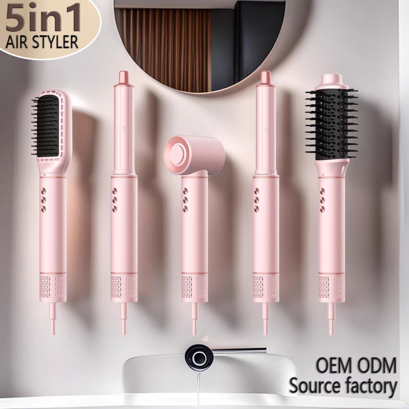 5-in-1 Hot Air Styling Brush Electric Hair Dryer Comb Negative Ion Technology For Straightening Curling Volumizing_voghion.com