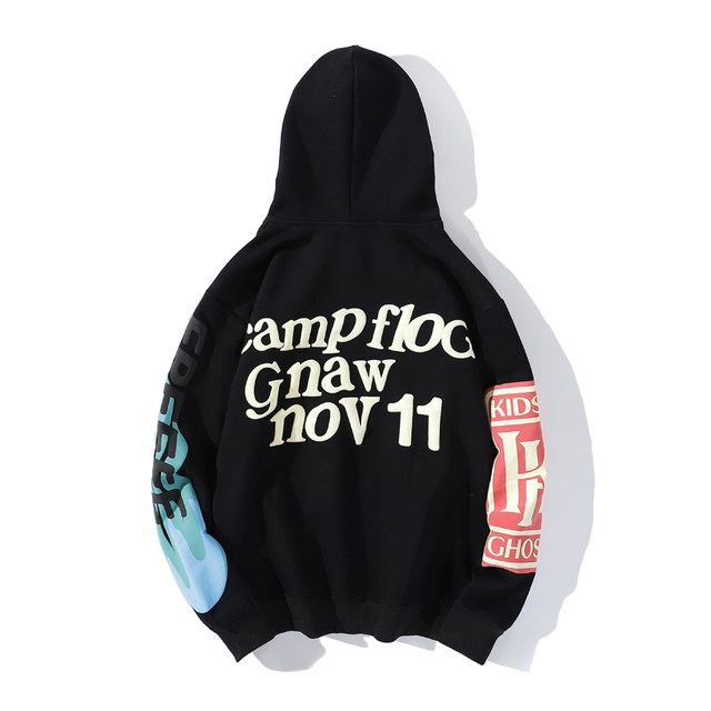 Graffiti Letter Foam Plus Samt Kanye Sweatshirts Herren Übergroßes Fleece Stranger Things Kapuzenpullover Unisex Pullover Hoody_voghion.com