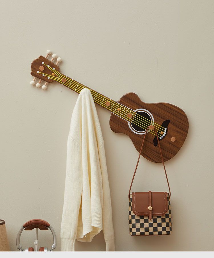 Creative Entryway Guitar Hook Personalized Decorative Wall Hanging Hallway Storage Rack 2326_voghion.com