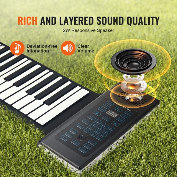 VEVOR 88 Key Roll Up Piano Portable Hand Roll 128 Rhythms Tones Rechargeable_voghion.com