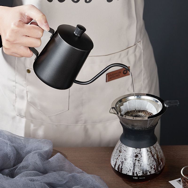 304 Stainless Steel 350ML With Lid Thickened Mini Long Spout Narrow Mouth Drip Coffee Pour Over Kettle_voghion.com