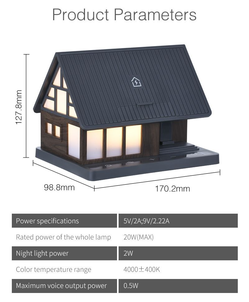 2025 New Villa House White Noise Bedside Lamp 15W Wireless Charging Adjustable Brightness Bedroom Plug In Night Light_voghion.com