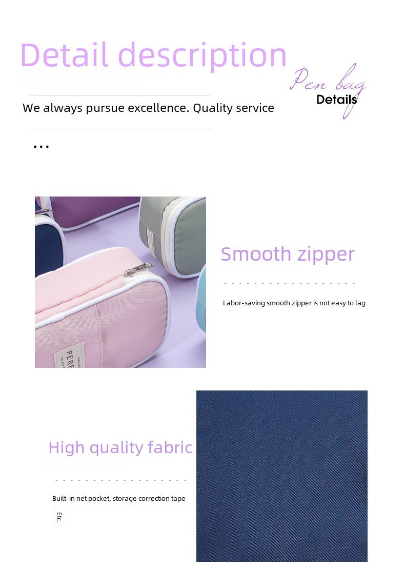 Cross-border Macaron Composite Cloth Pencil Case Large Capacity ins Japanese Student Multifunctional Pencil Case Simple Pencil Case Wholesale_voghion.com