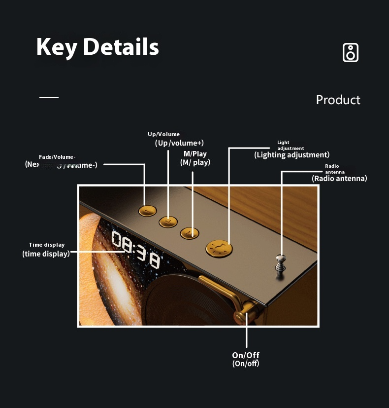 New Vinyl Record Player, Bluetooth Connection, Moon And Star Clock Shape, USB Charging, Portable Speaker._voghion.com