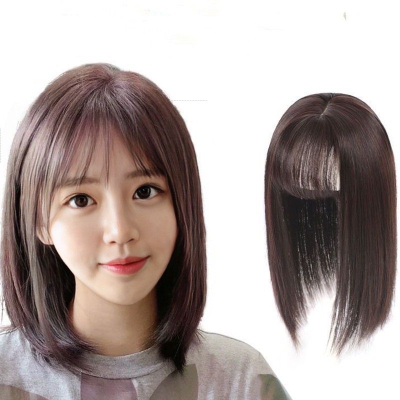 Parrucca con frangia 3D per parrucche femminili, ciocche simulate, toppa sulla parte superiore della testa, volume aumentato e capelli bianchi coperti_voghion.com