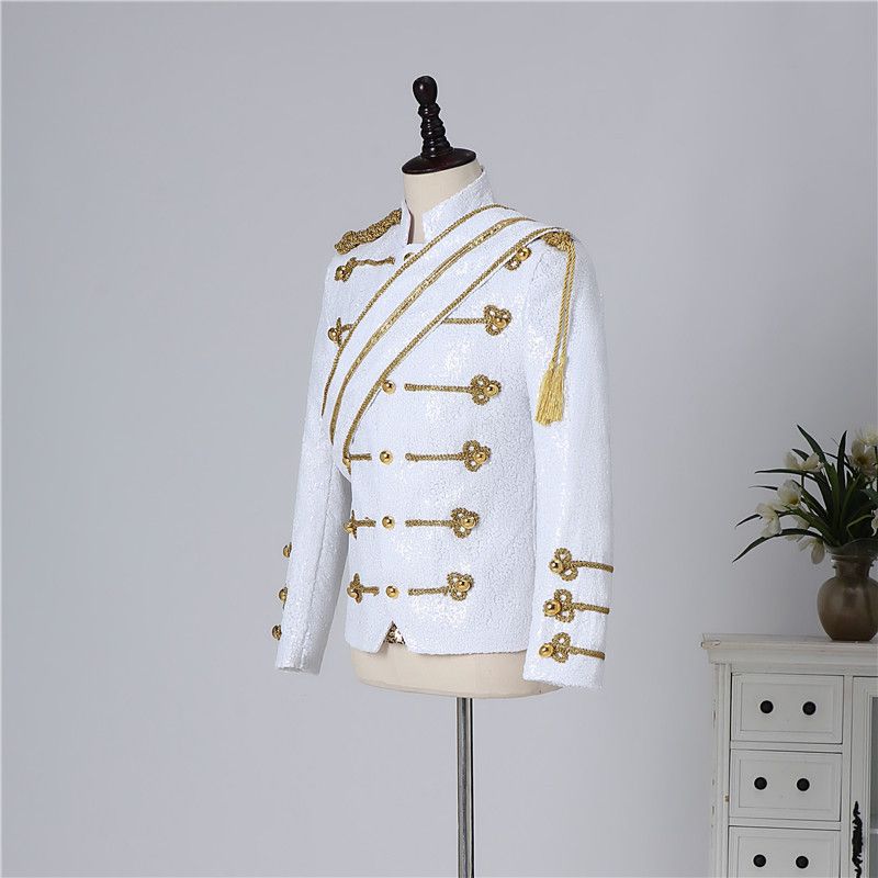 Îmbrăcăminte bărbătească cu paiete, costume de spectacol, banchet, invitat, cântăreț rock, îmbrăcăminte cu guler înalt_voghion.com