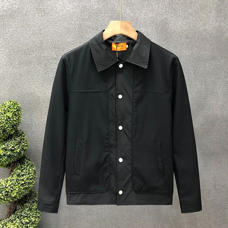 Herren-Arbeitsjacke aus Waffelstrick – Minimalistische Alternative zum Freizeitblazer (M-3XL, Weiß/Schwarz/Khaki)_voghion.com