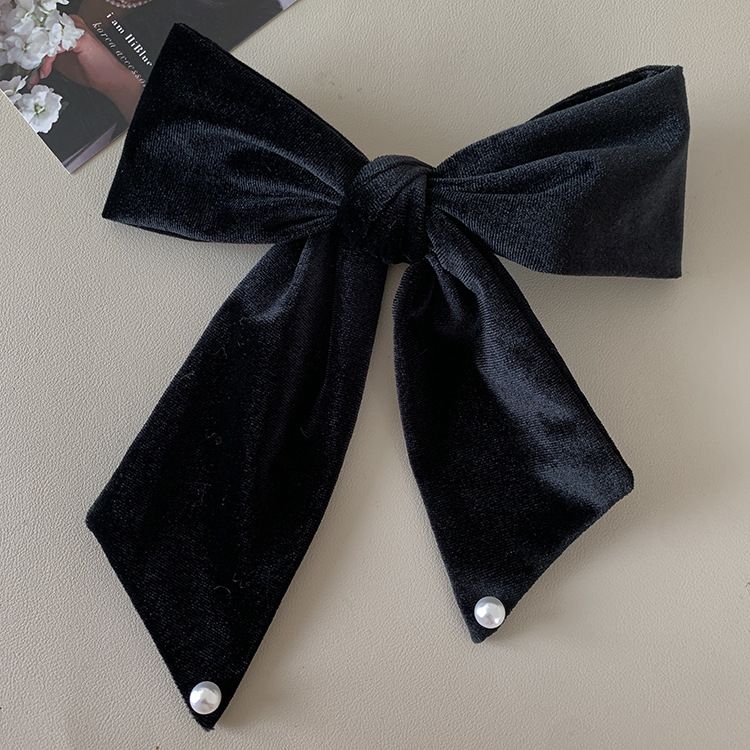 Französische Retro-Samt-Perlenschleifen-Haarnadel 2022, neuer Top-Clip, High Sense Back Spoon Updo-Haarfederclip_voghion.com