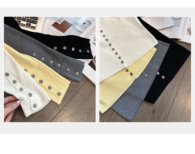 Cardigan in maglia di lana monopetto a maniche lunghe in stile francese europeo per donna, vestibilità slim fit, 2025, inizio primavera_voghion.com