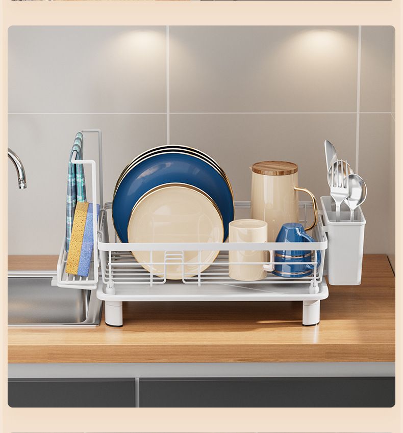Dish Rack Multi-functional Dish Storage Box Table Top Dish Rack Sponge Rack Kitchen Storage Rack_voghion.com