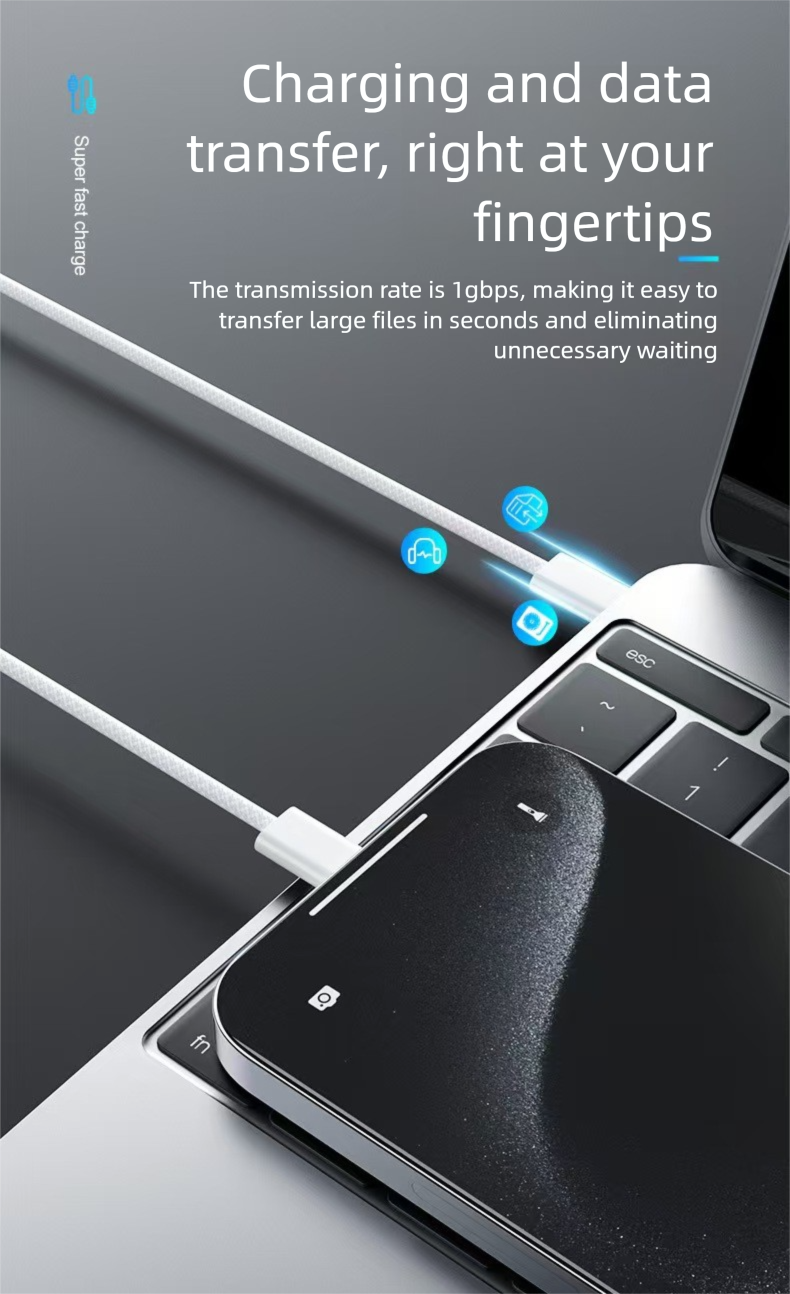 Fast Data Compatible With IPhone And Android Dual Type-C Charging Cable_voghion.com