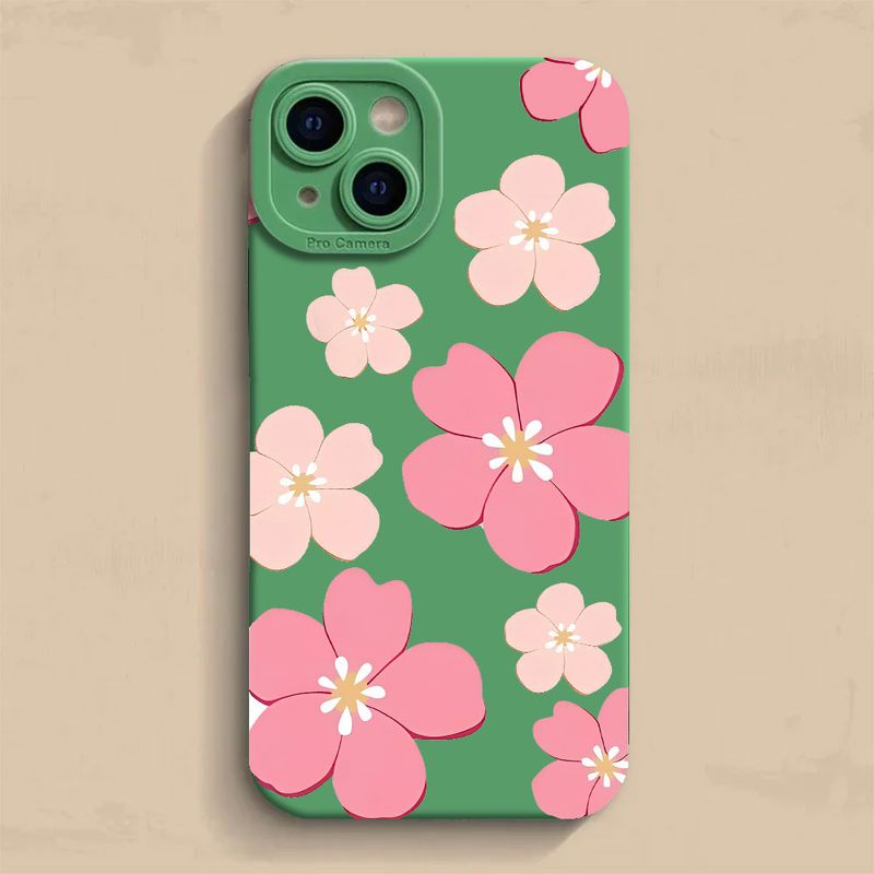 Summer Blue Large Flower Phone Case For iPhone 16 14 15 13 12 11 Pro Max X XR XS 7 8 15 Plus SE 2020 Shockproof Silicone Soft Cover_voghion.com