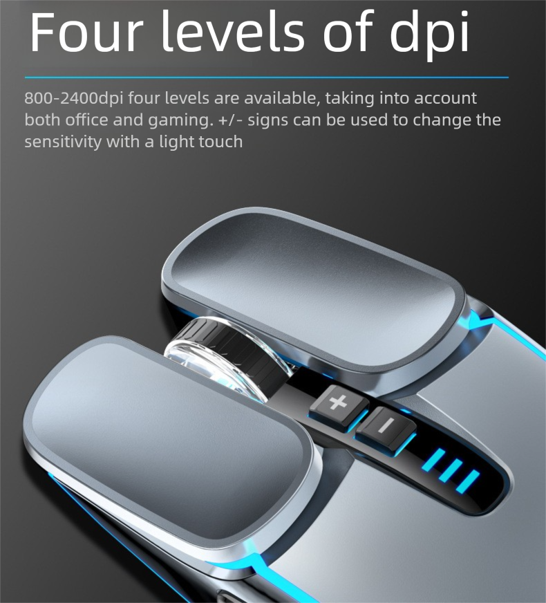 Xinmeng M215 Kabellose, wiederaufladbare mechanische 24G-Gaming-Maus für Laptops und Desktop-Computer_voghion.com