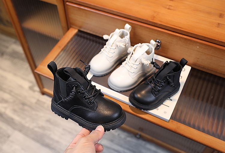 Scarpe per bambini, stivali in cotone tinta unita con cerniera laterale, caldi in pile per bambini_voghion.com