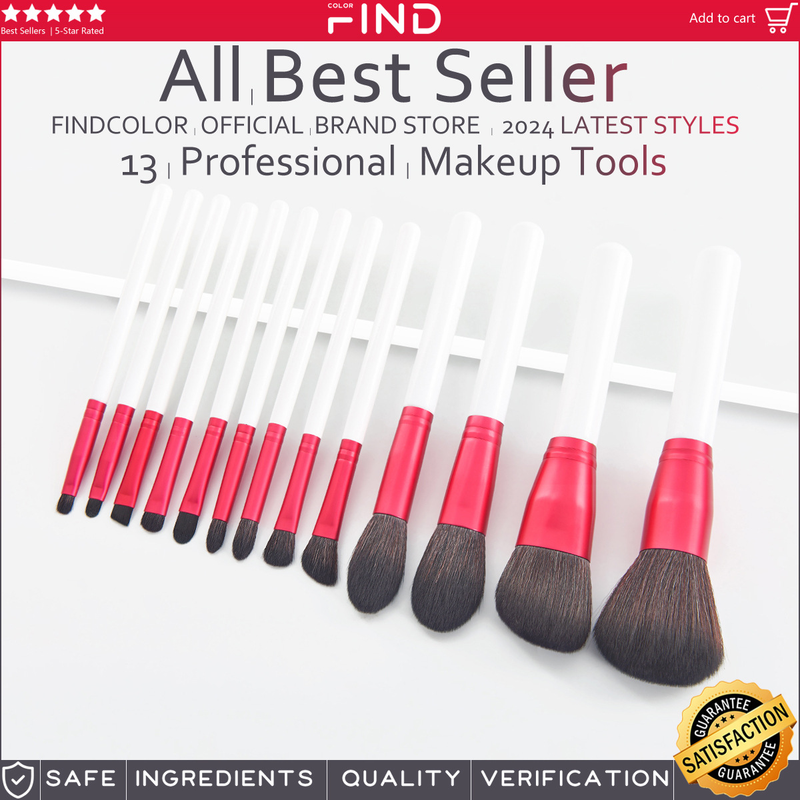13-tlg. weißes, hochwertiges, extra großes, professionelles Make-up-Pinsel-Set, Direktverkauf ab Werk, FINDCOLOR_voghion.com