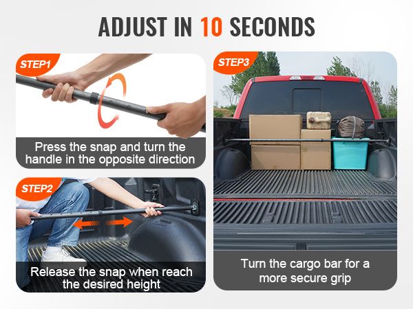 VEVOR Cargo Bar, Truck Bed Bar Adjustable from 40" to 73", Heavy-duty Steel Cargo Stabilizer Bar with 220 lbs Capacity, Truck Load Bar Stop Sliding fo_voghion.com