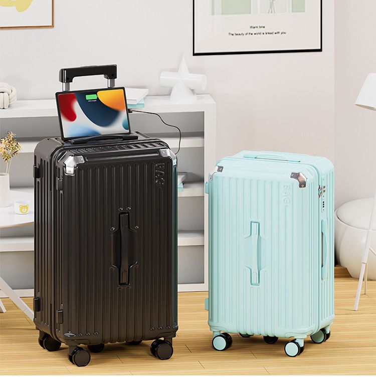 DDY Gepäckkoffer mit großem Fassungsvermögen und 360°-Drehrädern, erweiterbarem Design, USB-Ladeanschluss und seitlichem Haken – langlebiges PC-Material, TSA-Schloss_voghion.com