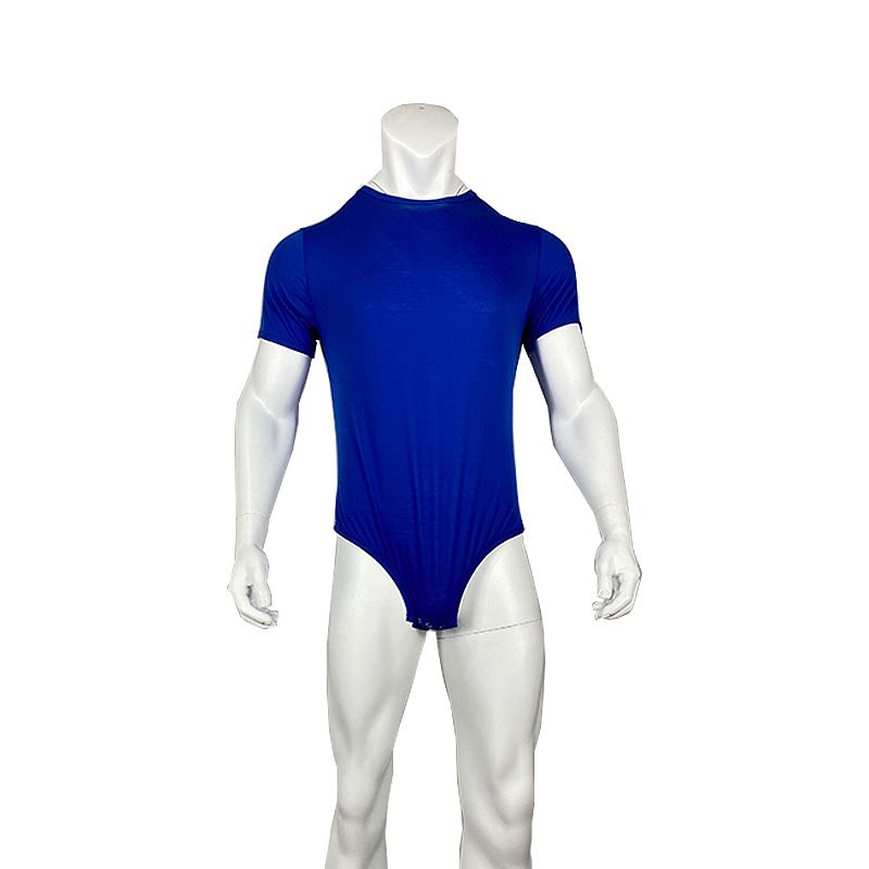 2023 foreign trade new short-sleeved round neck button jumpsuit men's breathable jumpsuit home pajamas wish_voghion.com