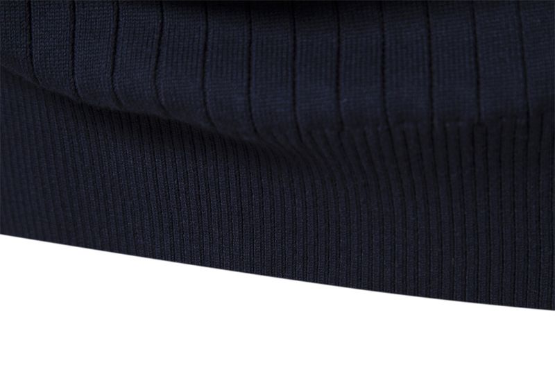 Stand-up Kraang Kotteng Casual Hallefverschluss Einfarweg Pullover héichwäerteg Männer gestrickt Pullover_voghion.com