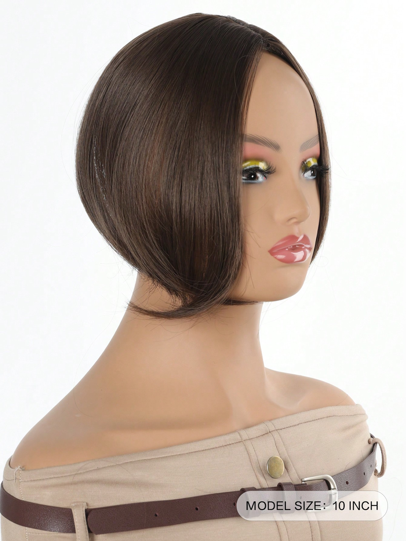 Braune synthetische 3DAir-Haar-Clip-In-S-Verlängerung, gefälschte Fransen, natürlicher falscher Topper-Haarteil, unsichtbare Clourse_voghion.com