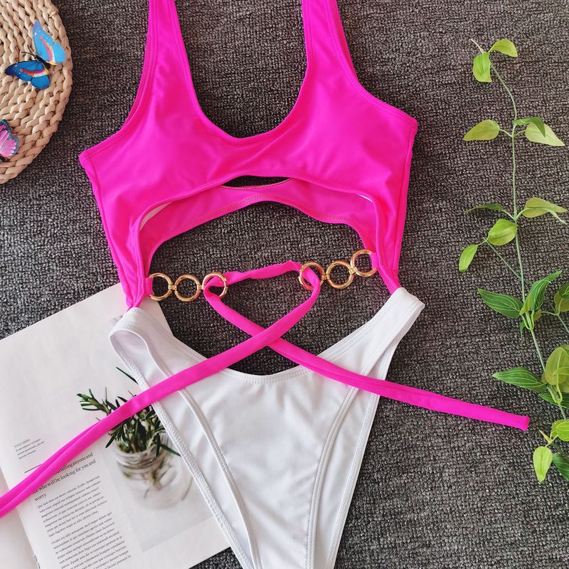 Sexy Bikini Set With Metal Rings & Bow Details – High Elastic Nylon Swimsuit, Padded Triangle Top & Brazilian Bottom For Beach, Pool, Vacation_voghion.com
