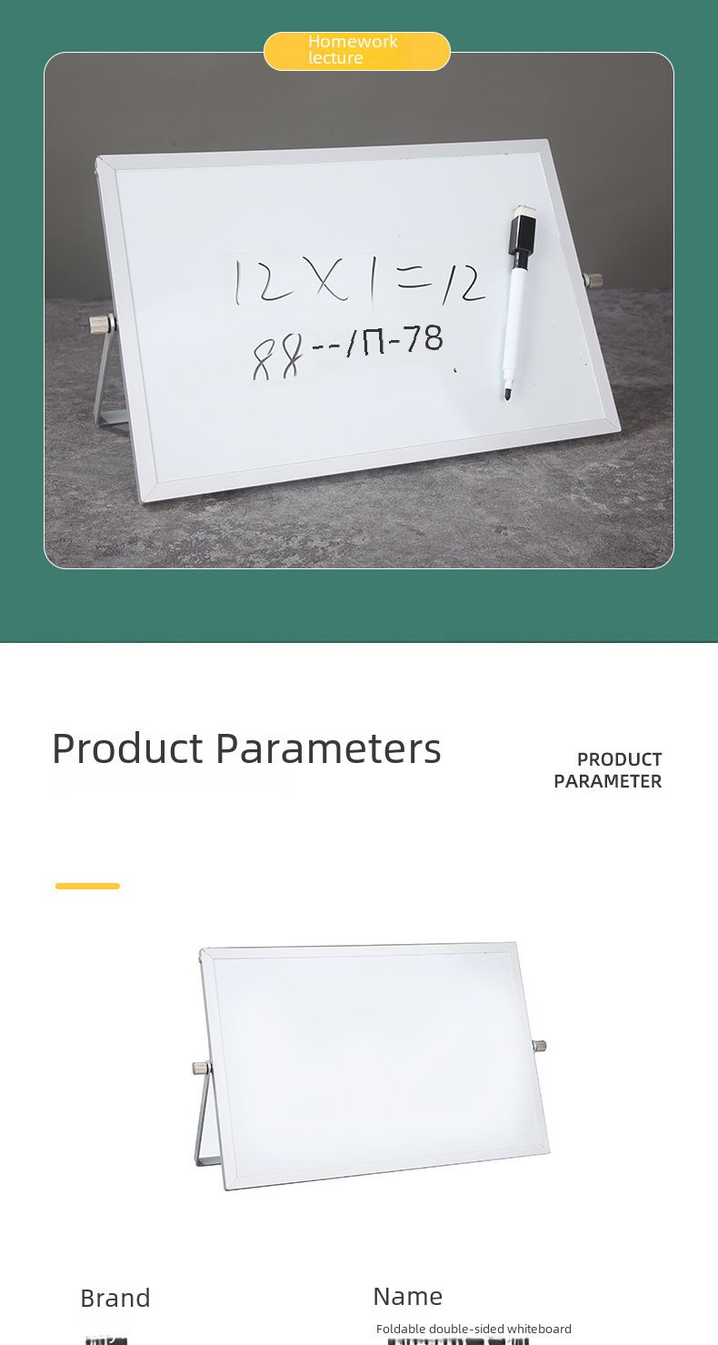 Cross-Border Office Whiteboard mit Rahmen aus Aluminiumlegierung, doppelseitig faltbar, Schreibtisch-Notiztafel, löschbare Schreibhalterung, magnetische Schreibtafel_voghion.com