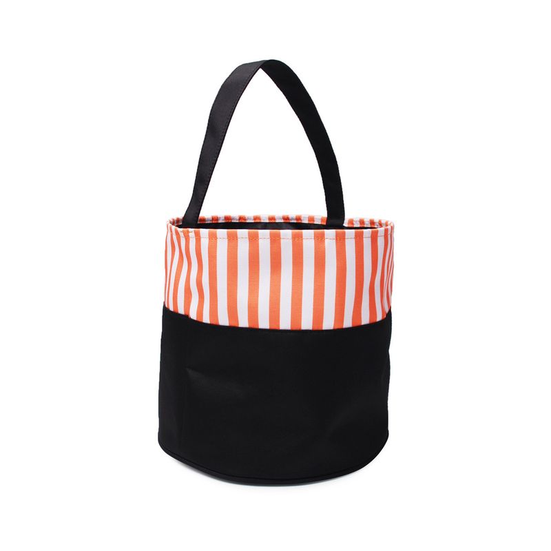 New Halloween candy bag black and white plier cloth hand basket candy storage bucket holiday decoration gift bucket_voghion.com