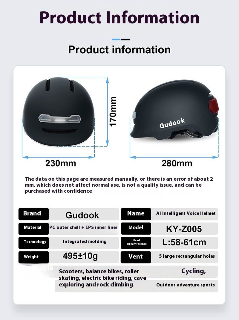AI Bluetooth Ultra Smart Herren Damen Fahrradhelm mit LED-Blinkern vorne und hinten, Lautsprecher, eingebautes Mikrofon_voghion.com