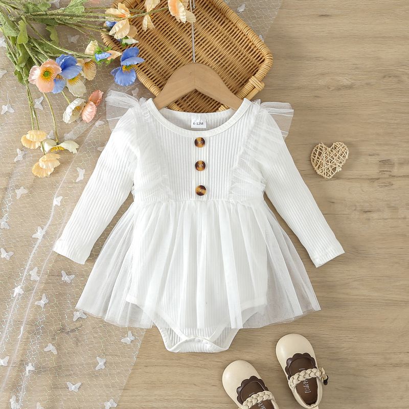 2024 Cute casual solid color mesh jumpsuit for infants and young girls_voghion.com