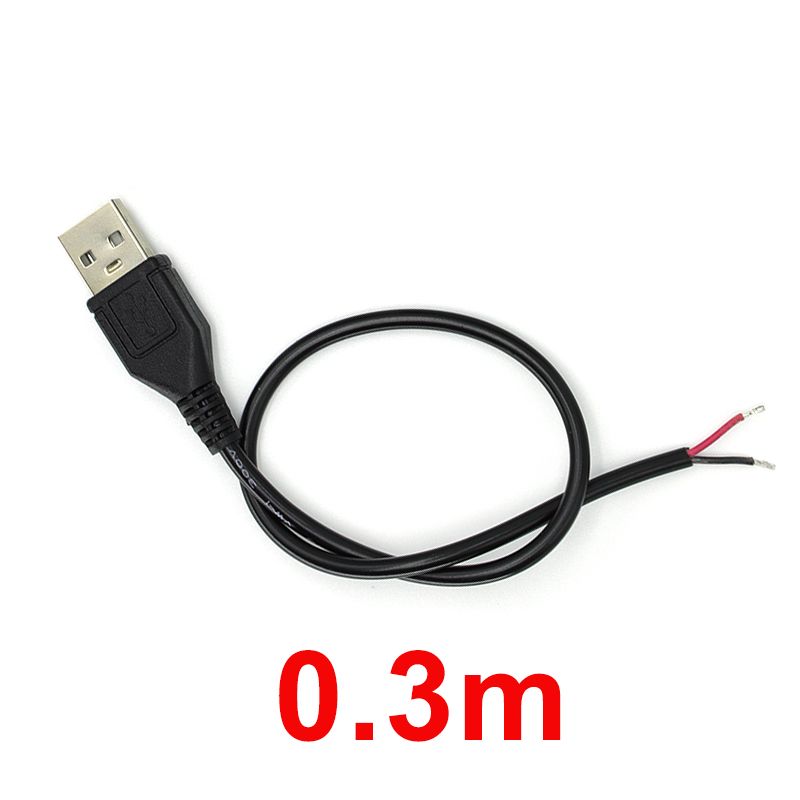 5V USB 2.0 Pin 2 Wire DIY USB Male Jack Power Charge Extension Cable Cord 0.3m/1m/2m Connector Adapter_voghion.com