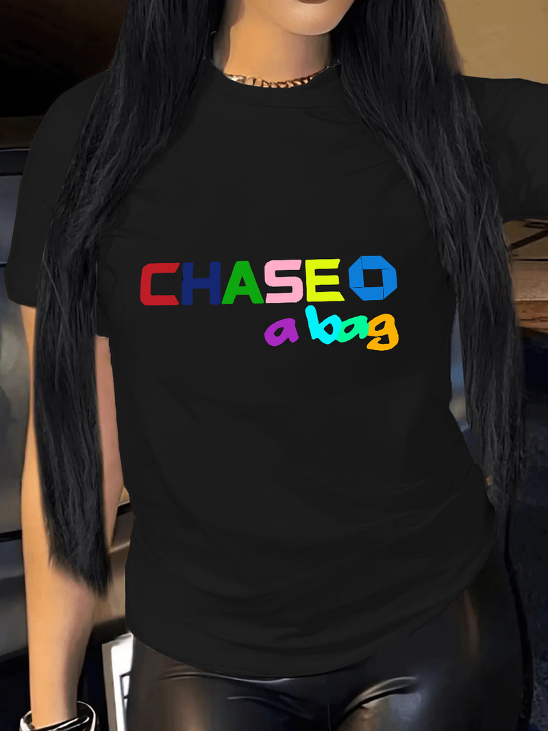 T-shirt a maniche corte in cotone sciolto di grandi dimensioni stampata da donna_voghion.com