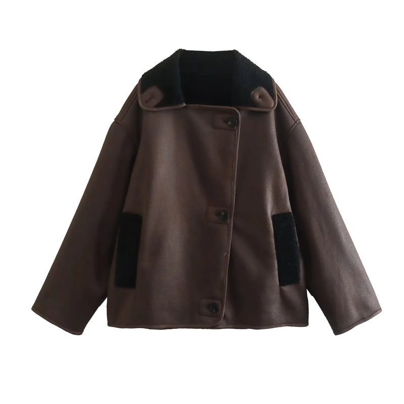 TRAF 2023 Fashion Leisue New Casual Leathe Shit Coat With Belt Jacket Coat Top Coat Autumn Winte Long Sleeve_voghion.com