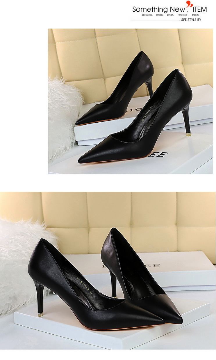 9511-A17 Moda coreana Semplice Versatile s Tacco alto sottile Bocca poco profonda a punta Professionale OL Sottile Singolo da donna_voghion.com