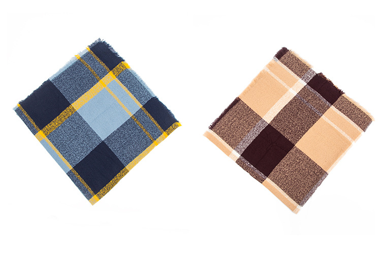 Damenschals Reifgarnschal blauer Dorn karierter quadratischer Schal_voghion.com