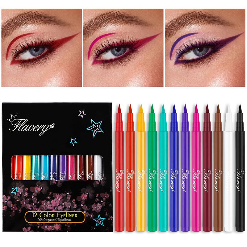 Nuovo set di 12 eyeliner liquidi opachi arcobaleno a lunga durata_voghion.com