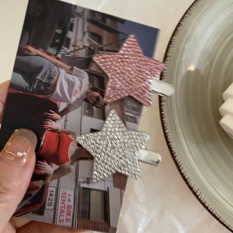 Dívka y2k Sladká a pikantní plná diamantová hvězda vlásenka módní elegantní třpytivá ofina na boku klip 2023 vlasové doplňky_voghion.com