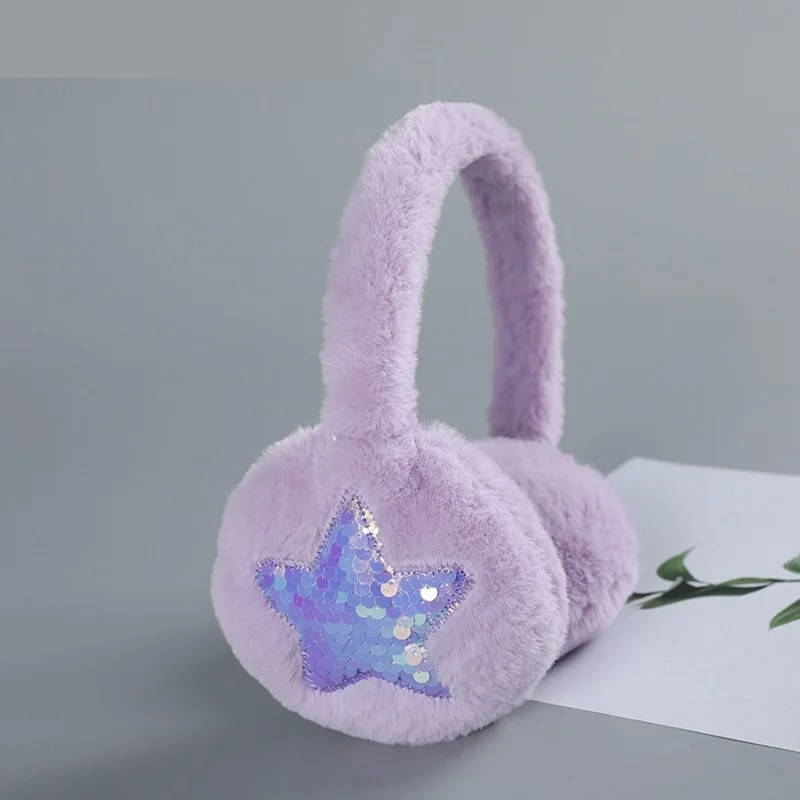 New Cute Stars Pattern Warm Earmuffs for Women Sweet Spice Girl Winter Outdoor Warmers Soft Furry Warmer Muff Ear Covers_voghion.com
