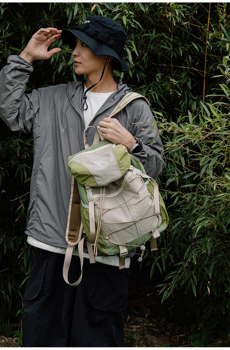 Spring Outing Lightweight Outdoor Sports Color-Block Hiking Trekking Travel Backpack Women Drawstring Large Capacity_voghion.com