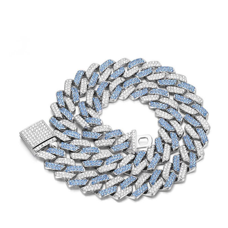 Corrente cubana popular de 13 mm, colar de liga de alta qualidade com diamantes incrustados, pulseiras masculinas e femininas, acessórios de hip-hop, boate, rapper_voghion.com