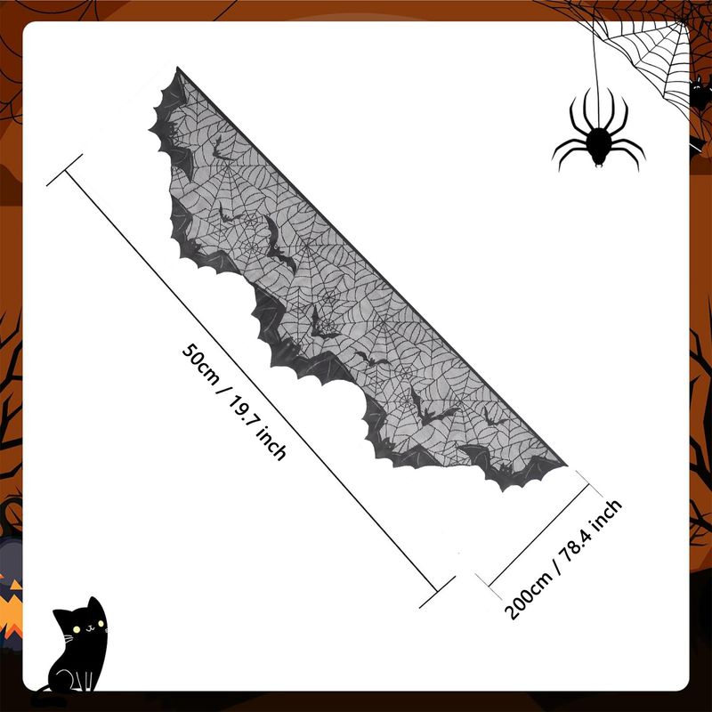 Halloween black spider web mantel cloth fire towel fireplace towel_voghion.com