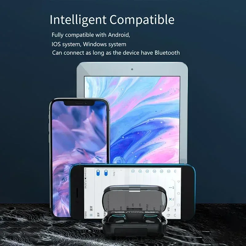 10 Wireless Bluetooth Headset With Charging Box For Phone Noise Cancelling Mic Earbuds LED Display Headphones Sport_voghion.com