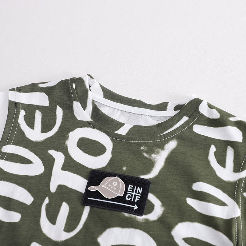 Été Nouveau 2024 Camouflage Chapeau Manches Courtes 0-5 ans Garçon Deux Pièces Ensemble Enfants Vêtements D'été_voghion.com