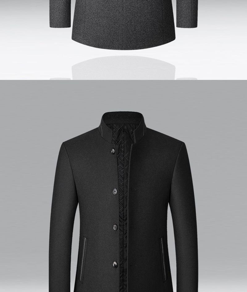 Manteau en laine à col montant pour homme, veste décontractée d'âge moyen, nouvelle collection automne et hiver_voghion.com