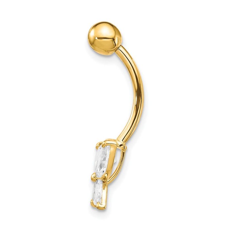 10k W/Large Cz Butterfly Belly Dangle_voghion.com