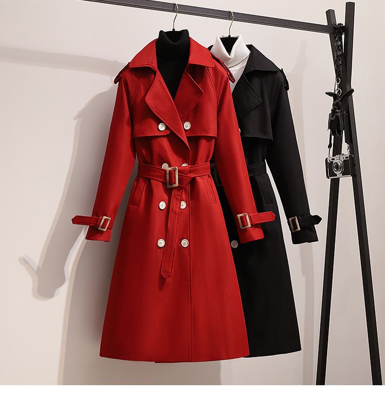 Trench da donna con cintura - Cappotto lungo oversize dalla vestibilità slim, elegante e giovanile, taglie forti, da ufficio e casual_voghion.com
