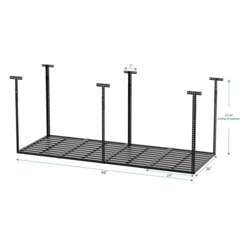 Racks Storage 750LBS Rack Capacity Garage Mounted Over Heavy Adjustable 3x8 Storage Weight Black Ceiling Duty_voghion.com