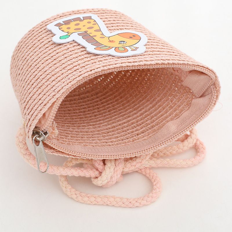 Ensemble de sacs en paille pour animaux de dessin animé, pare-soleil d'été, crème solaire et chapeau de pêcheur mignon pour enfants_voghion.com