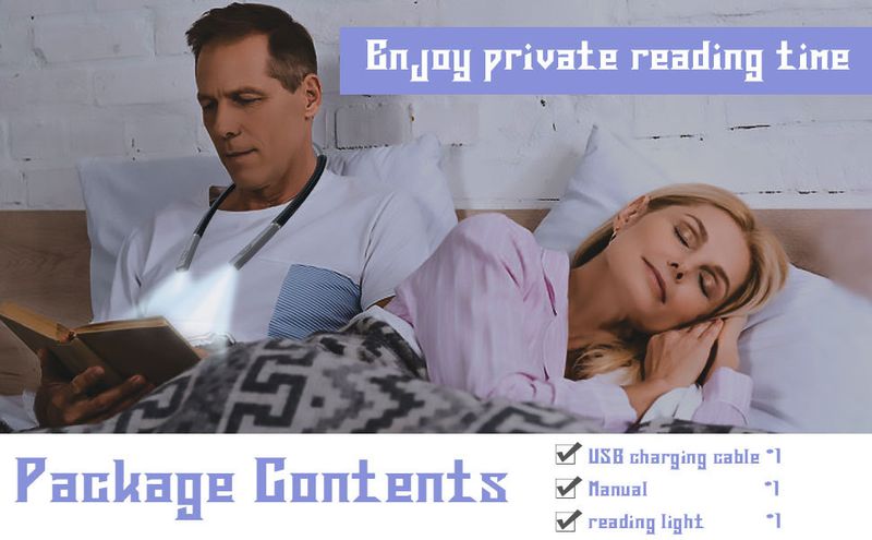 Night LED lighting book USB charging three color folding dual head hanging neck reading light_voghion.com