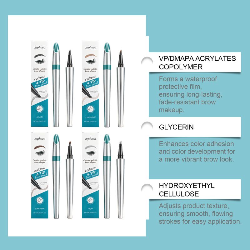 Zephoco Anti-Smudge Four-Pronged Pencil Series Daily Modification Filling Eyebrow Shape Contour Natural_voghion.com